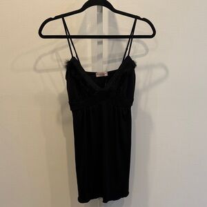 Meghan Nolan Tank Top Size M Black Babydoll Y2K Stretch Trim NWT